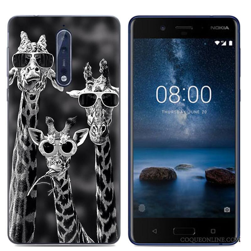 Nokia 8 Dessin Animé Fluide Doux Téléphone Portable Blanc Coque Personnalité Étui