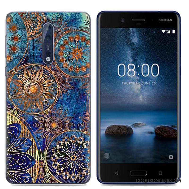 Nokia 8 Dessin Animé Fluide Doux Téléphone Portable Blanc Coque Personnalité Étui