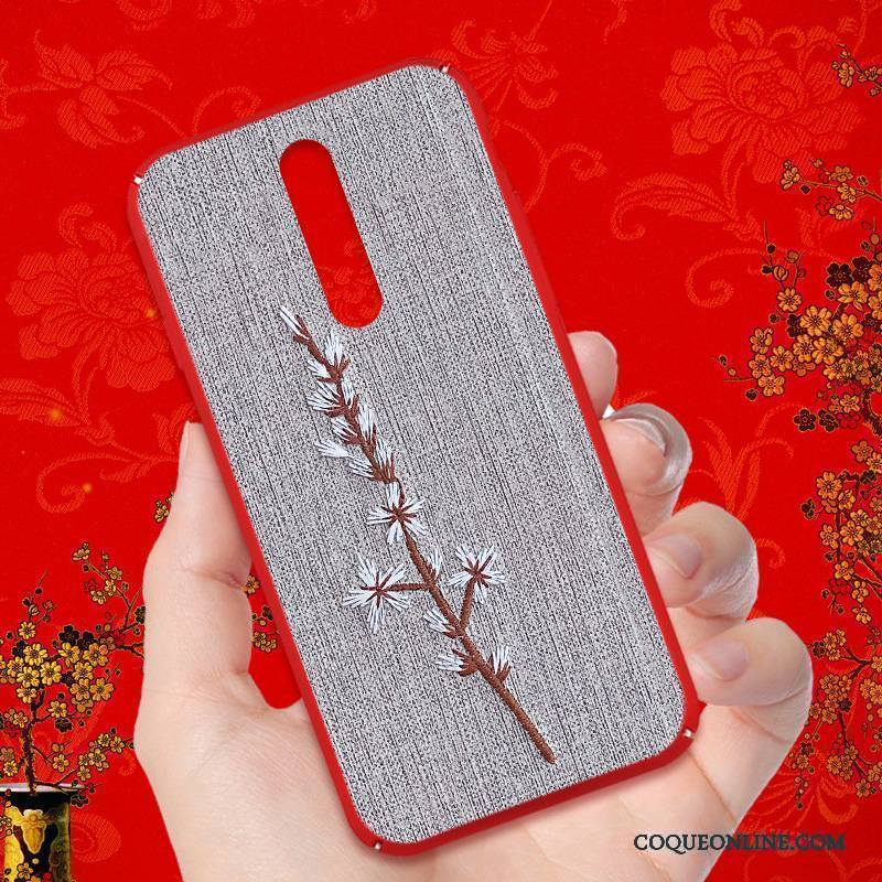 Nokia 8 Dessin Animé Protection Gris Étui Délavé En Daim Coque Incassable