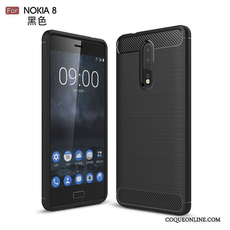 Nokia 8 Noir Coque De Téléphone Fluide Doux Incassable Tout Compris Étui Silicone