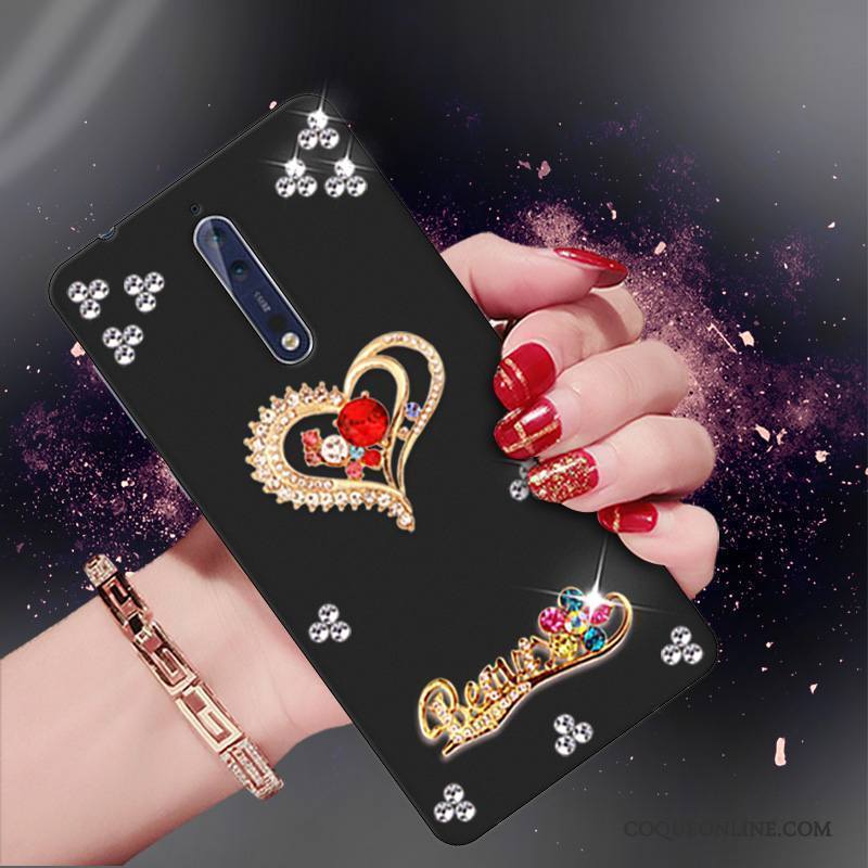 Nokia 8 Protection Noir Coque De Téléphone Étui Silicone Strass Tendance