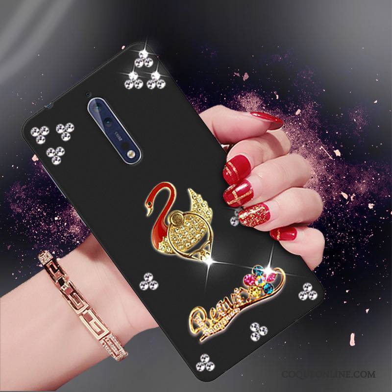 Nokia 8 Protection Noir Coque De Téléphone Étui Silicone Strass Tendance