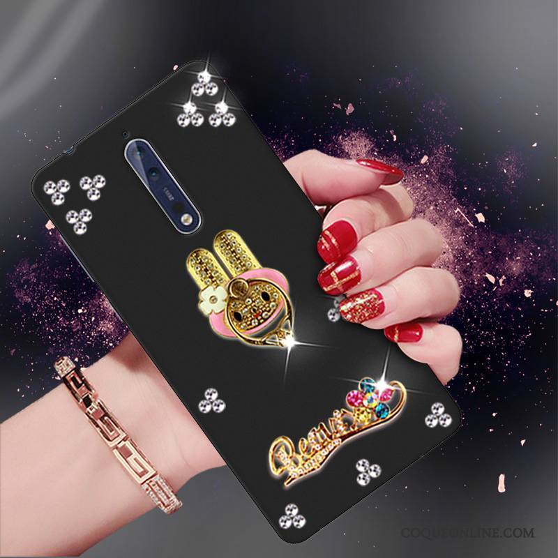 Nokia 8 Protection Noir Coque De Téléphone Étui Silicone Strass Tendance