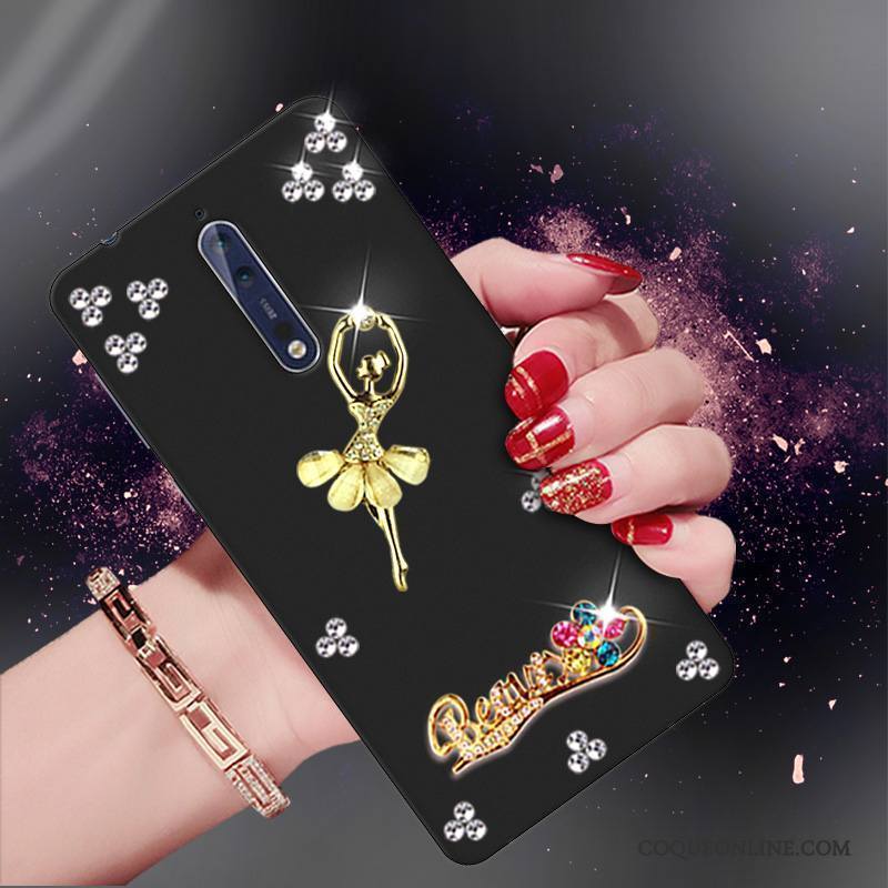 Nokia 8 Protection Noir Coque De Téléphone Étui Silicone Strass Tendance