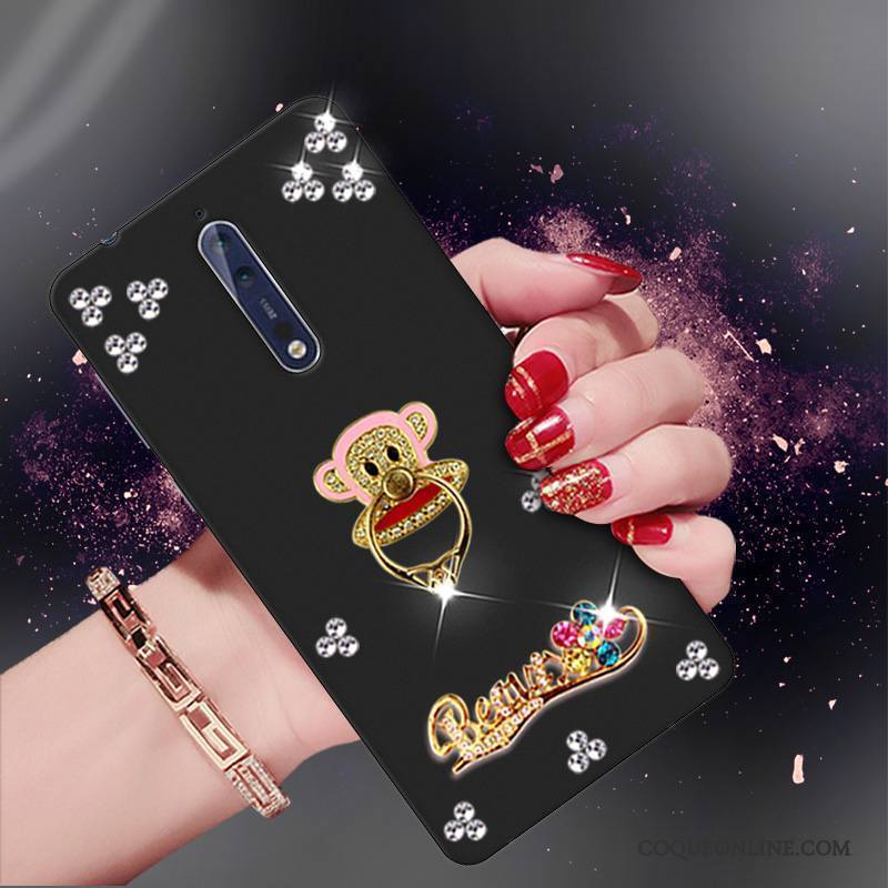 Nokia 8 Protection Noir Coque De Téléphone Étui Silicone Strass Tendance