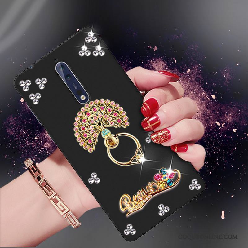 Nokia 8 Protection Noir Coque De Téléphone Étui Silicone Strass Tendance