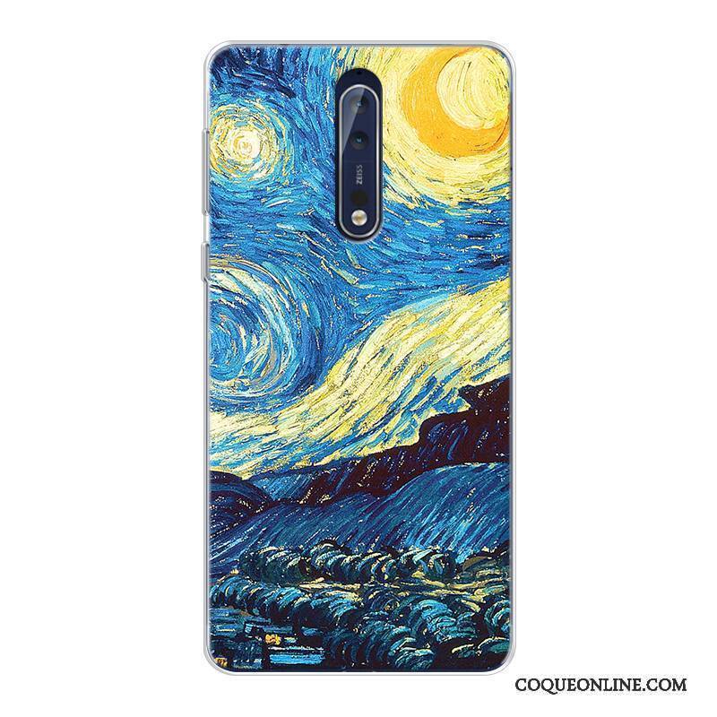 Nokia 8 Tout Compris Ciel Étoilé Violet Coque De Téléphone Peinture À L'huile Haute Original