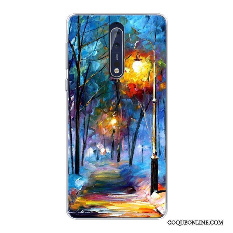 Nokia 8 Tout Compris Ciel Étoilé Violet Coque De Téléphone Peinture À L'huile Haute Original