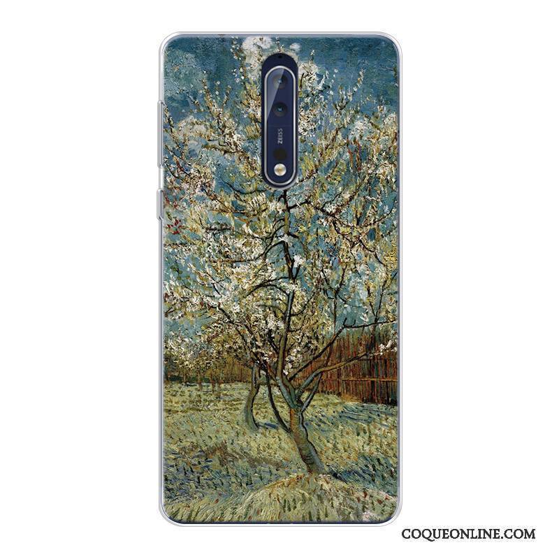 Nokia 8 Tout Compris Ciel Étoilé Violet Coque De Téléphone Peinture À L'huile Haute Original