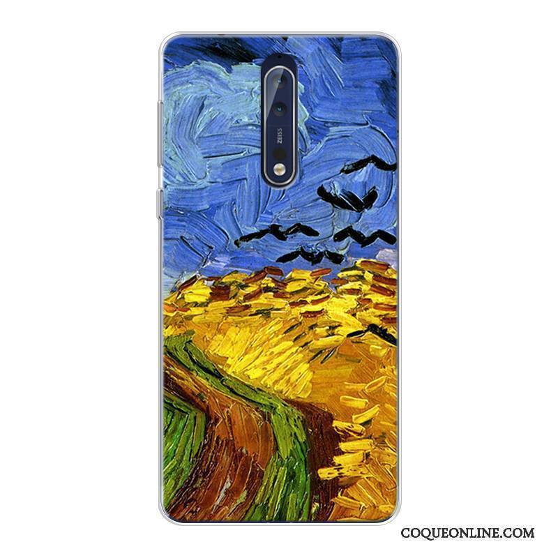 Nokia 8 Tout Compris Ciel Étoilé Violet Coque De Téléphone Peinture À L'huile Haute Original