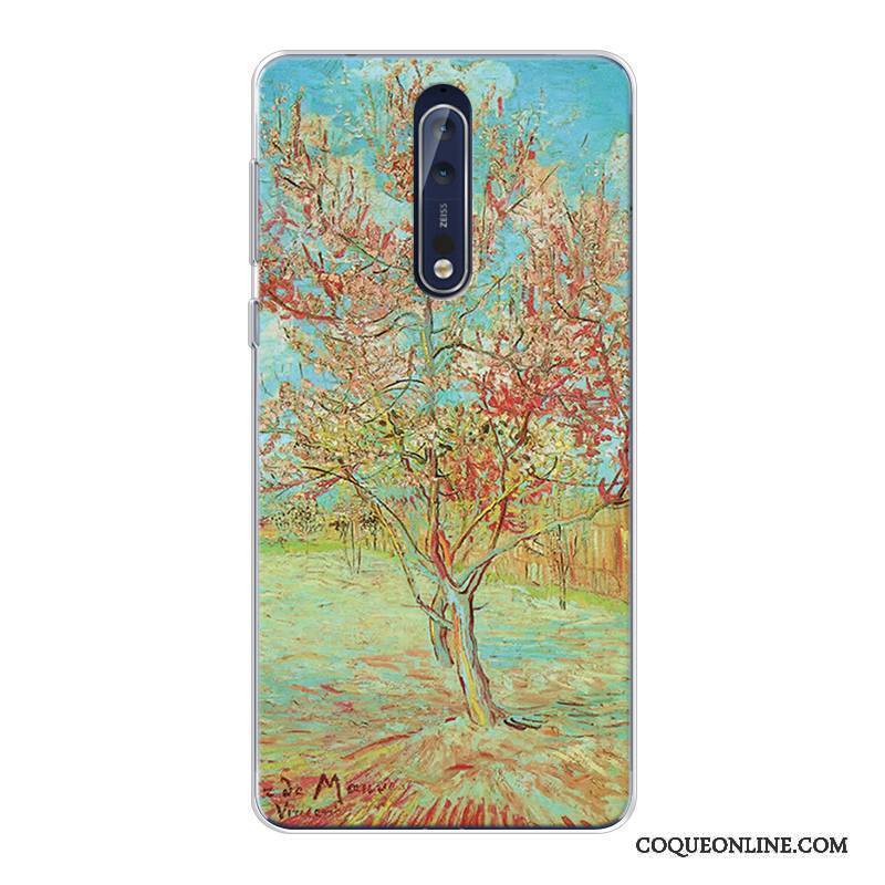 Nokia 8 Tout Compris Ciel Étoilé Violet Coque De Téléphone Peinture À L'huile Haute Original