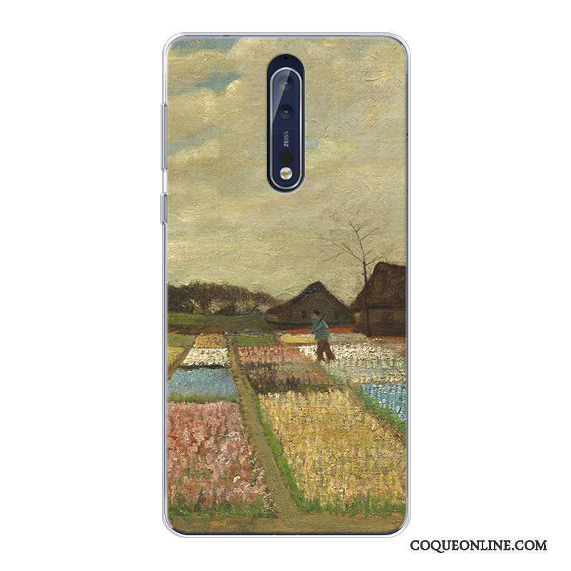 Nokia 8 Tout Compris Ciel Étoilé Violet Coque De Téléphone Peinture À L'huile Haute Original