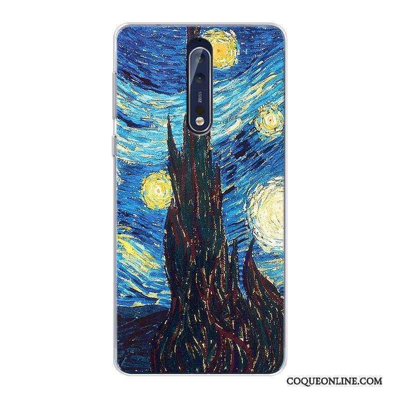 Nokia 8 Tout Compris Ciel Étoilé Violet Coque De Téléphone Peinture À L'huile Haute Original