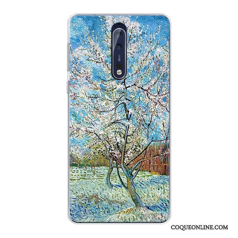 Nokia 8 Tout Compris Ciel Étoilé Violet Coque De Téléphone Peinture À L'huile Haute Original