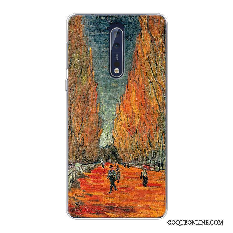 Nokia 8 Tout Compris Ciel Étoilé Violet Coque De Téléphone Peinture À L'huile Haute Original