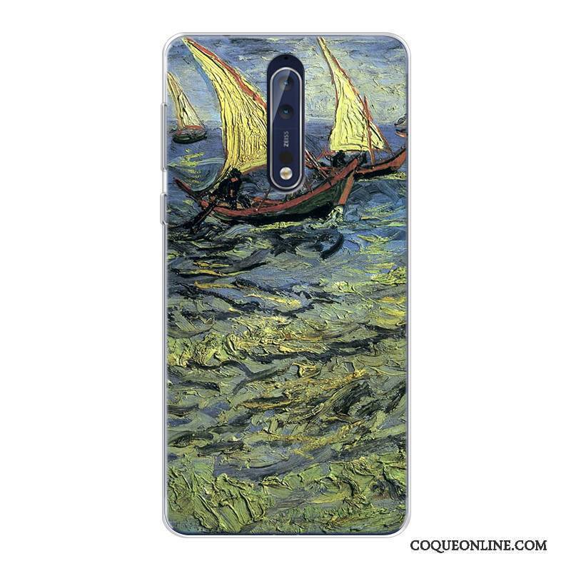 Nokia 8 Tout Compris Ciel Étoilé Violet Coque De Téléphone Peinture À L'huile Haute Original