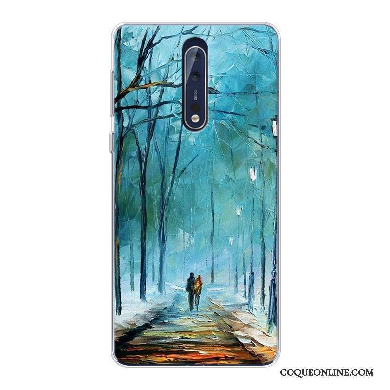 Nokia 8 Tout Compris Ciel Étoilé Violet Coque De Téléphone Peinture À L'huile Haute Original