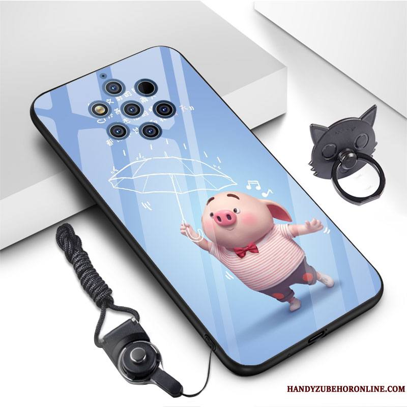 Nokia 9 Pureview Coque De Téléphone Incassable Verre Trempé Dessin Animé Rose Charmant Fluide Doux