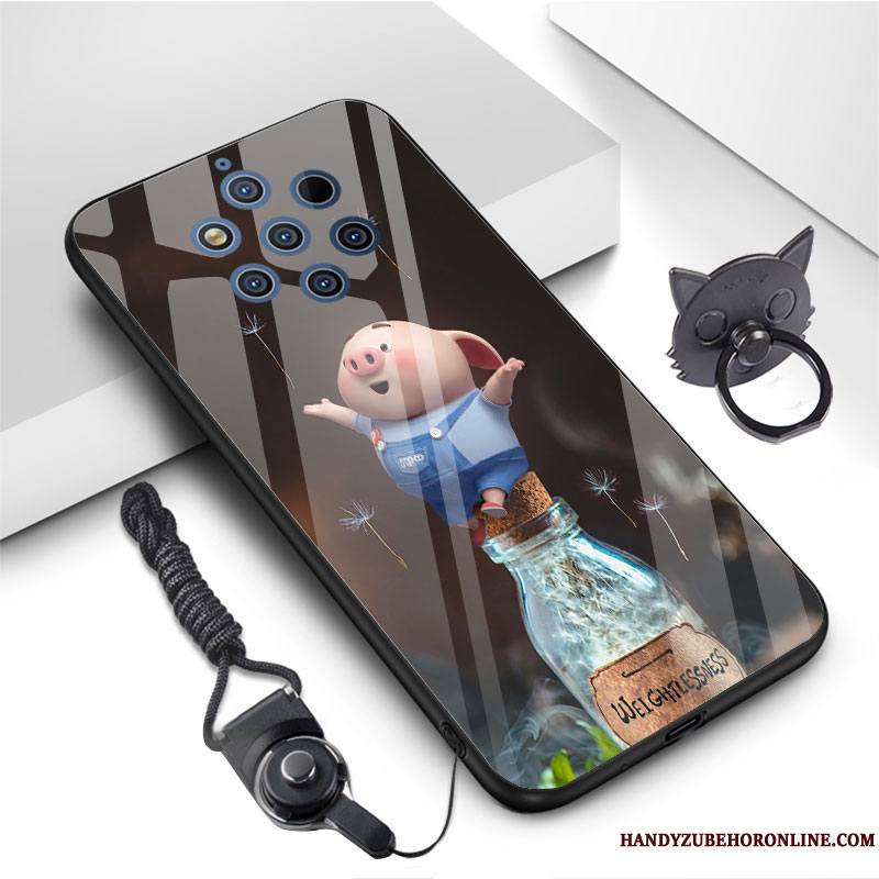 Nokia 9 Pureview Coque De Téléphone Incassable Verre Trempé Dessin Animé Rose Charmant Fluide Doux