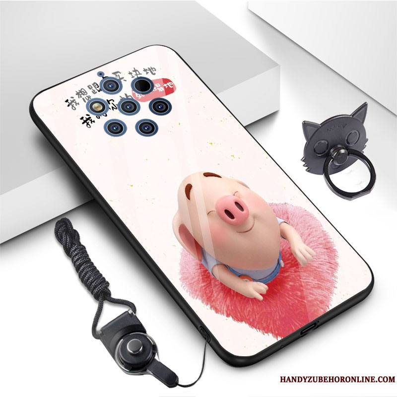 Nokia 9 Pureview Coque De Téléphone Incassable Verre Trempé Dessin Animé Rose Charmant Fluide Doux