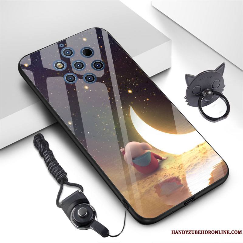 Nokia 9 Pureview Coque De Téléphone Incassable Verre Trempé Dessin Animé Rose Charmant Fluide Doux