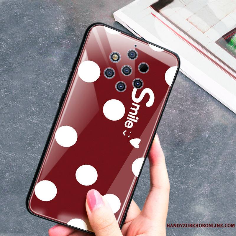 Nokia 9 Pureview Coque Rouge Protection Étui Incassable Verre Léopard Créatif