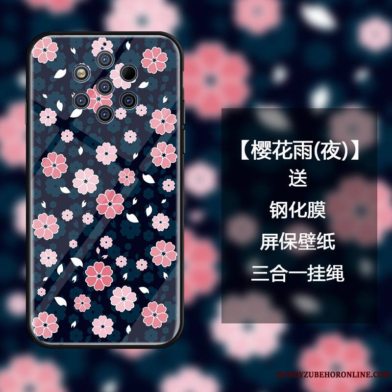 Nokia 9 Pureview Coque Tout Compris Bleu Luxe Protection Verre Sakura Personnalité