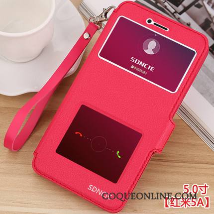 Redmi 5a Bleu Étui Fluide Doux Coque Rouge Protection Étui En Cuir