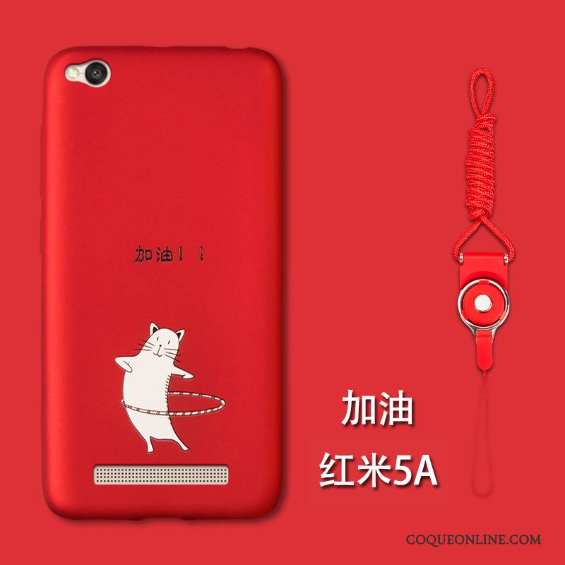 Redmi 5a Coque Protection Tout Compris Silicone Créatif Incassable Rouge Délavé En Daim