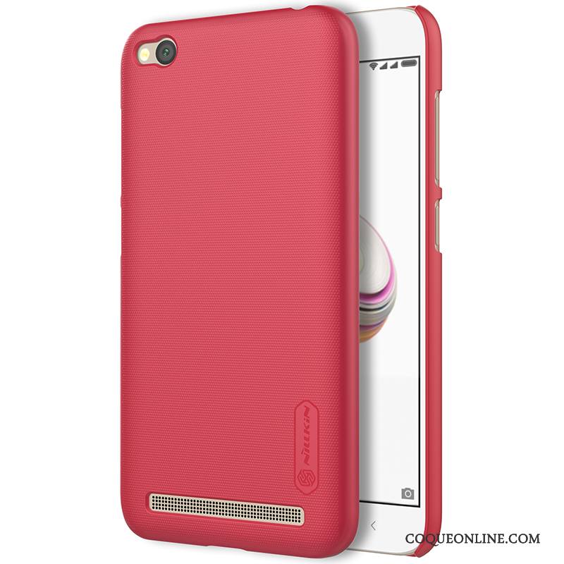 Redmi 5a Coque Rouge Étui Délavé En Daim De Téléphone Protection Or