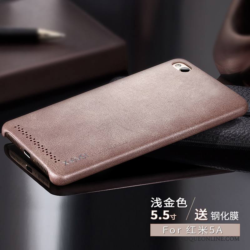 Redmi 5a Coque Très Mince Étui En Cuir Nouveau Petit Clair Rouge Or