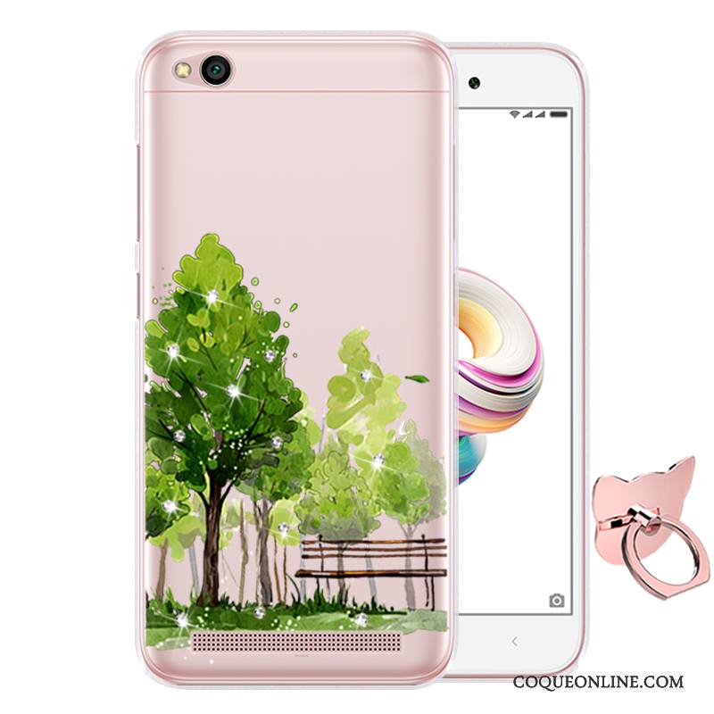 Redmi 5a Dessin Animé Rose Petit Coque Protection Peinture Fluide Doux