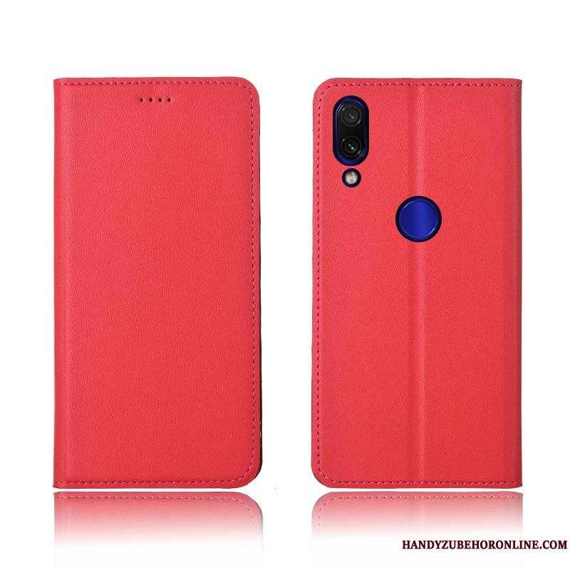 Redmi 7 Coque Rouge Tout Compris Fluide Doux Protection Cuir Véritable Incassable