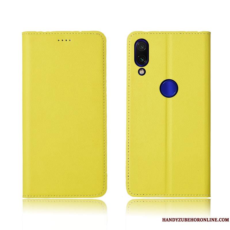 Redmi 7 Coque Rouge Tout Compris Fluide Doux Protection Cuir Véritable Incassable