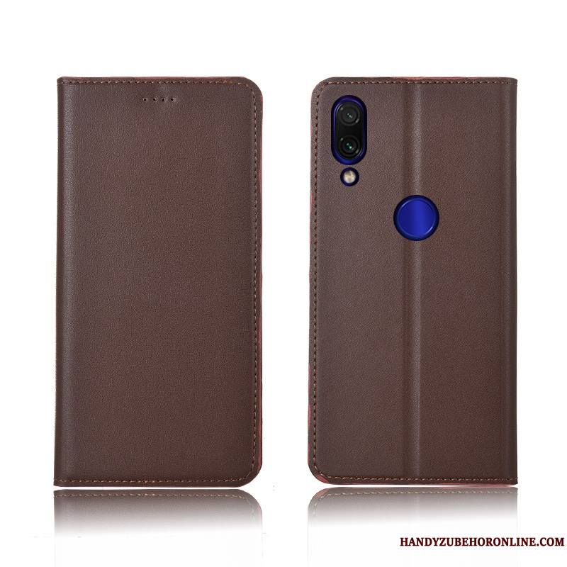 Redmi 7 Coque Rouge Tout Compris Fluide Doux Protection Cuir Véritable Incassable