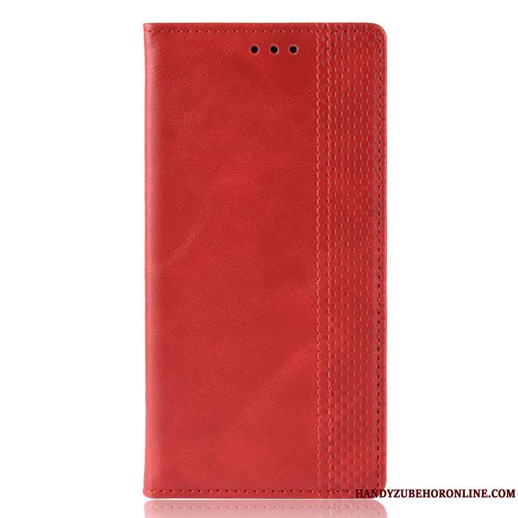 Redmi 7 Housse Rouge Protection Portefeuille Boucle Magnétique Étui Coque