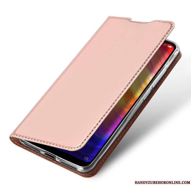 Redmi 7 Petit Coque De Téléphone Noir Rouge Housse Incassable Étui En Cuir