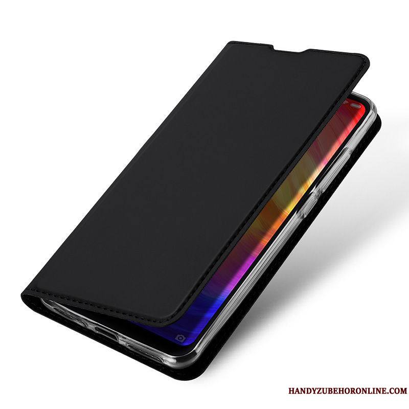 Redmi 7 Petit Coque De Téléphone Noir Rouge Housse Incassable Étui En Cuir