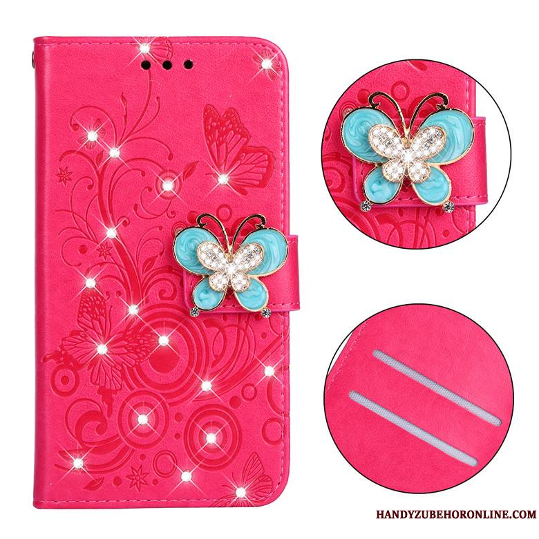 Redmi 7 Petit Incassable Papillon Coque De Téléphone Protection Étui En Cuir Violet