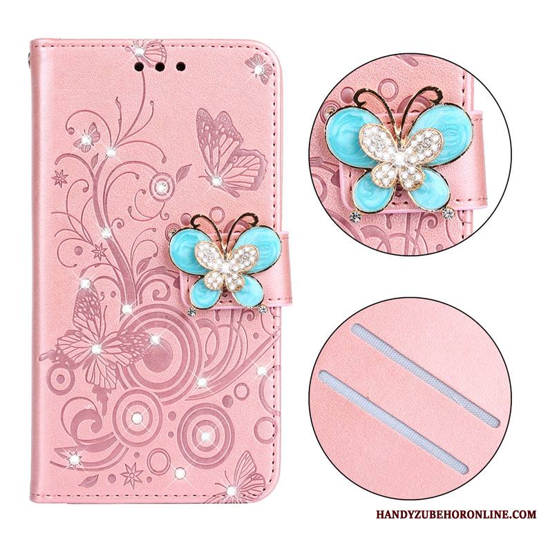 Redmi 7 Petit Incassable Papillon Coque De Téléphone Protection Étui En Cuir Violet