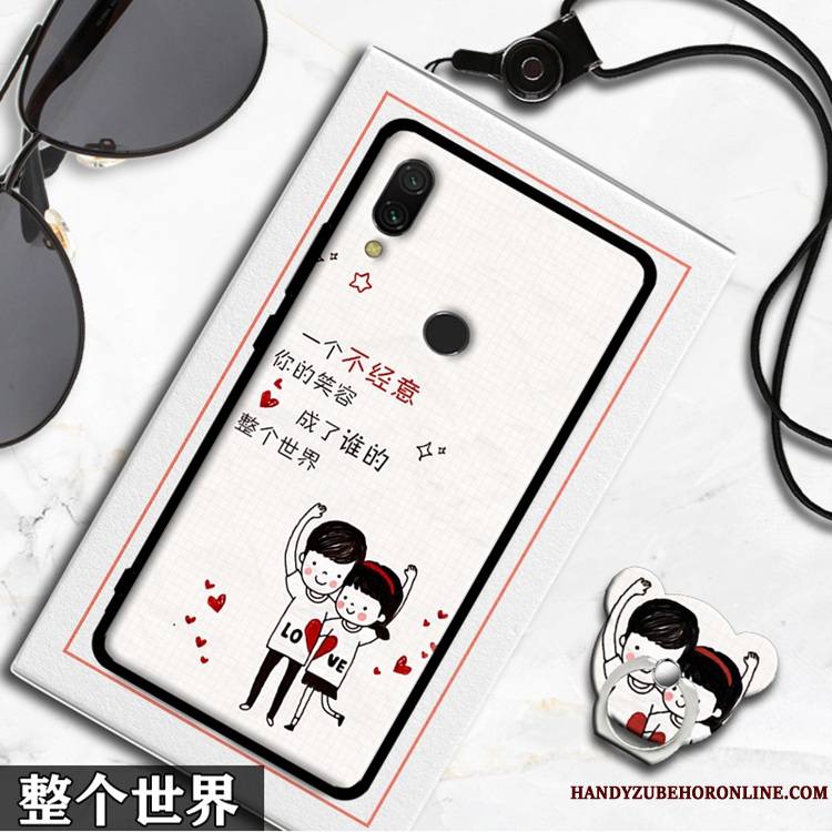 Redmi 7 Protection Blanc Rouge Petit Étui Coque De Téléphone Fluide Doux