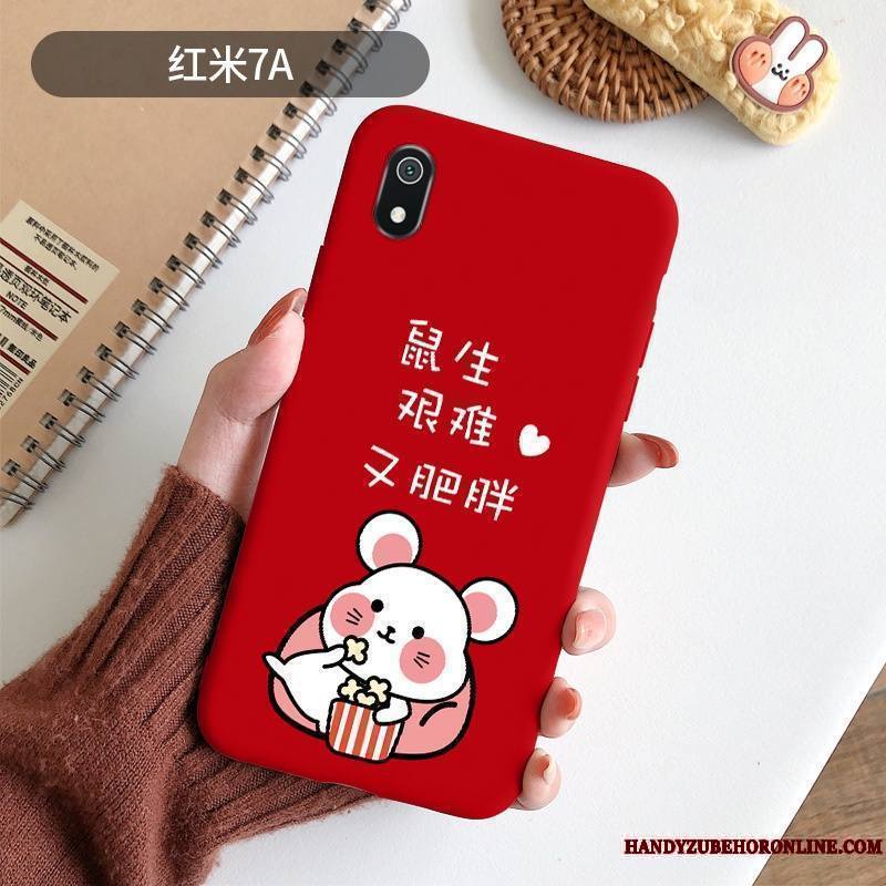 Redmi 7a Coque Délavé En Daim Très Mince Incassable Net Rouge Protection Fluide Doux Nouveau