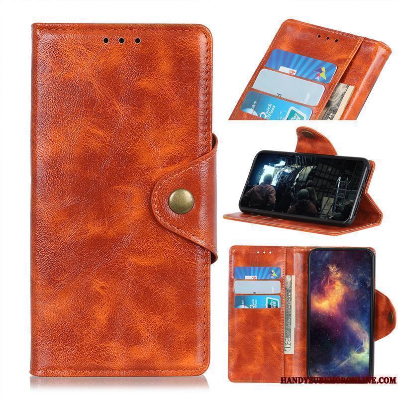 Redmi 7a Coque Housse Petit Carte Cuir Véritable Étui Rouge Protection