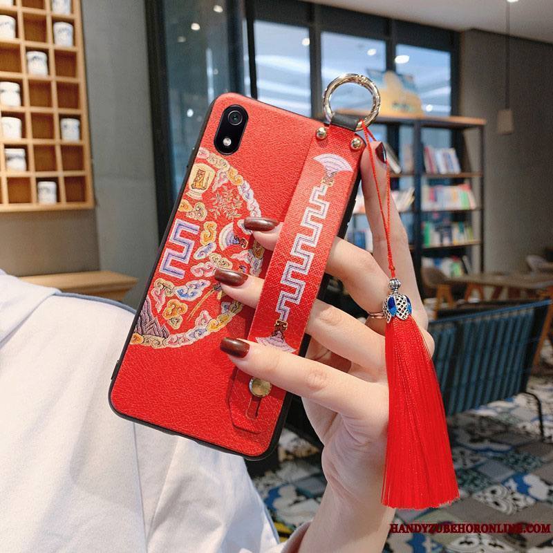 Redmi 7a Coque Incassable Rouge Vintage Fluide Doux Nouveau À Franges Vent