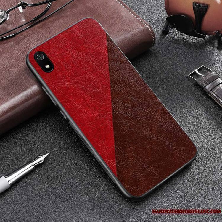 Redmi 7a Coque Rouge Similicuir Incassable Tout Compris Fluide Doux Tendance Dessin Animé