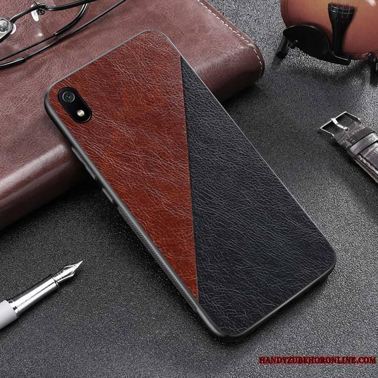 Redmi 7a Coque Rouge Similicuir Incassable Tout Compris Fluide Doux Tendance Dessin Animé