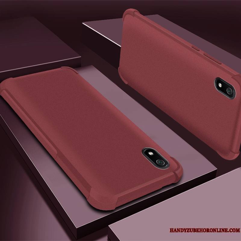 Redmi 7a Coque Étui Incassable Protection Délavé En Daim Tout Compris Rouge Violet