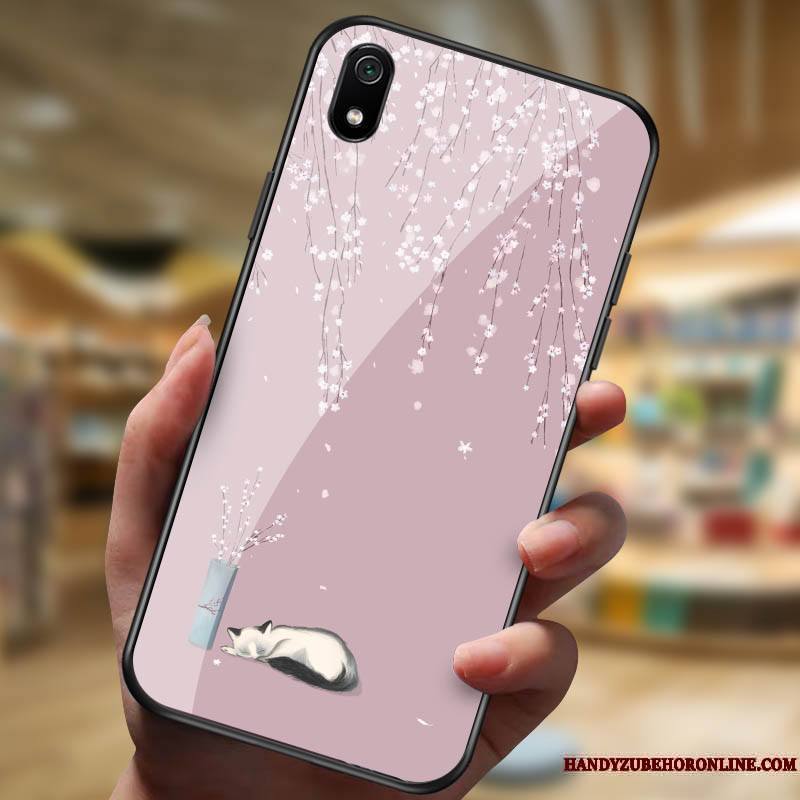 Redmi 7a Dessin Animé Noir Créatif Étui Coque De Téléphone Difficile Verre