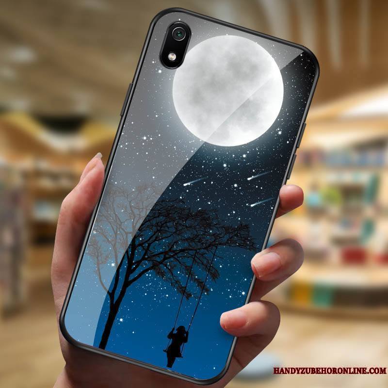 Redmi 7a Dessin Animé Noir Créatif Étui Coque De Téléphone Difficile Verre