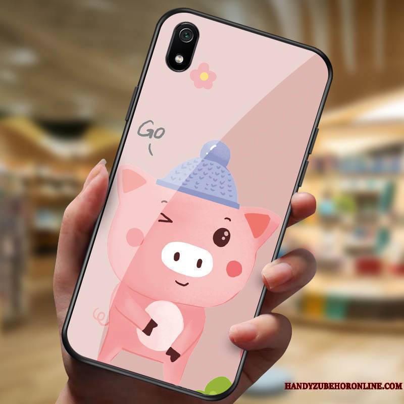 Redmi 7a Dessin Animé Noir Créatif Étui Coque De Téléphone Difficile Verre